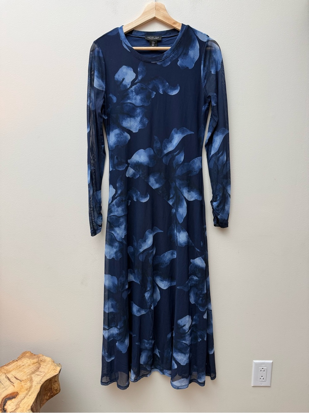 Rachel Zoe Navy Blue Floral Long-Sleeve Maxi Dress